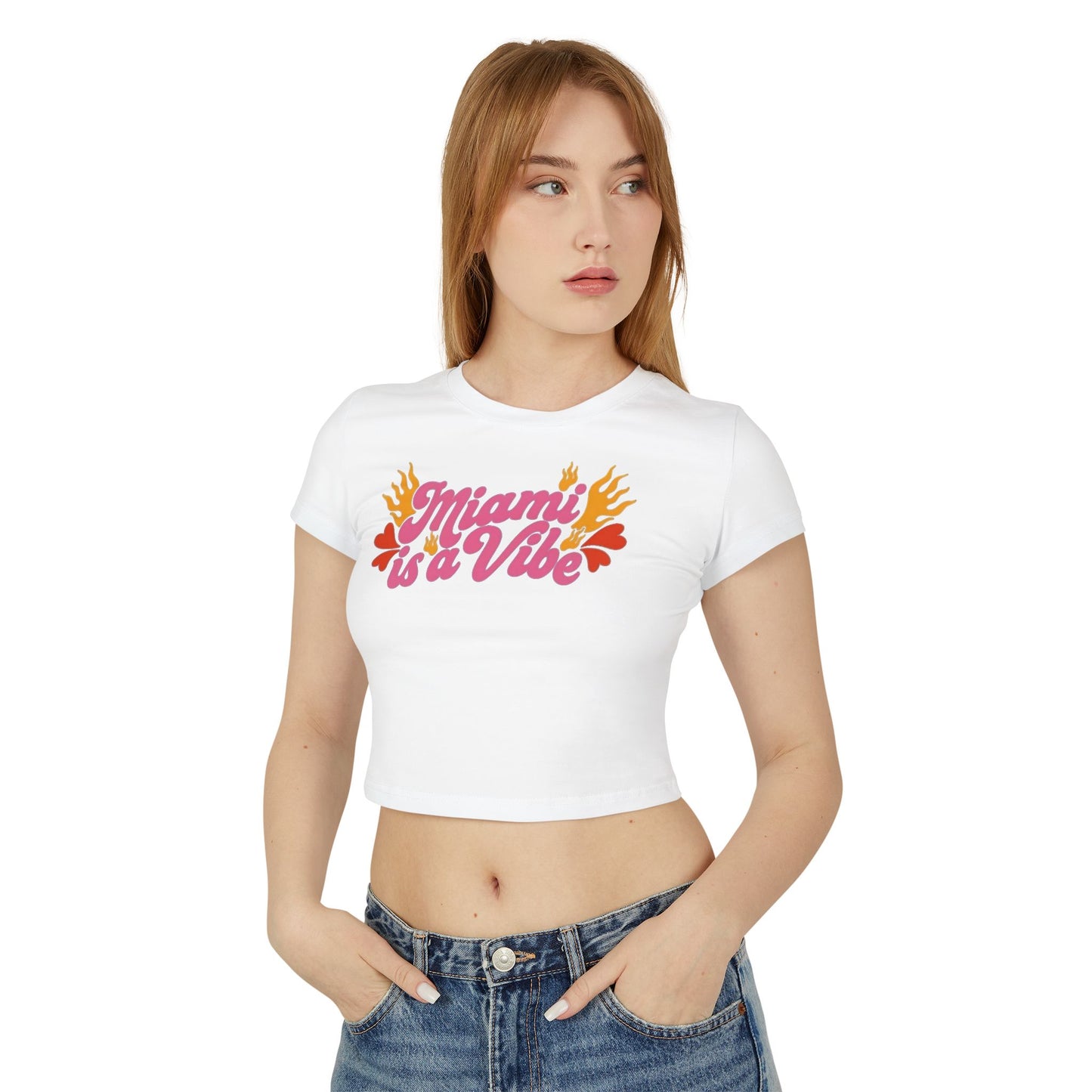 Miami is a vibe Women's Baby Tee - Cute Summer Shirt, Retro Fashion